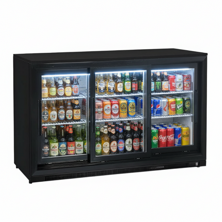 KRD Back Bar Cooler 3 Sliding Doors Drinks Cooler 134cm Width