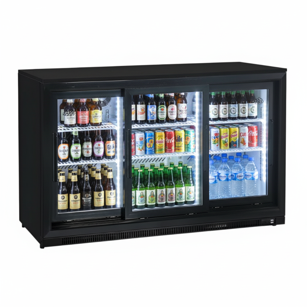 KRD Back Bar Cooler 3 Sliding Doors Drinks Cooler 134cm Width