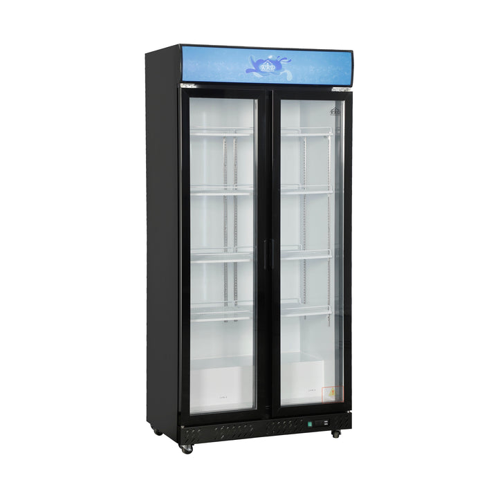 KRD Commercial Bottle Cooler 615L Hinged Glass Door Black KDD-900
