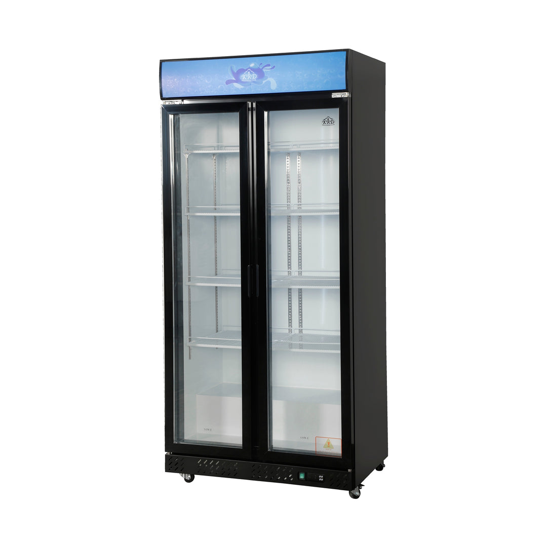 KRD Commercial Bottle Cooler 615L Hinged Glass Door Black KDD-900