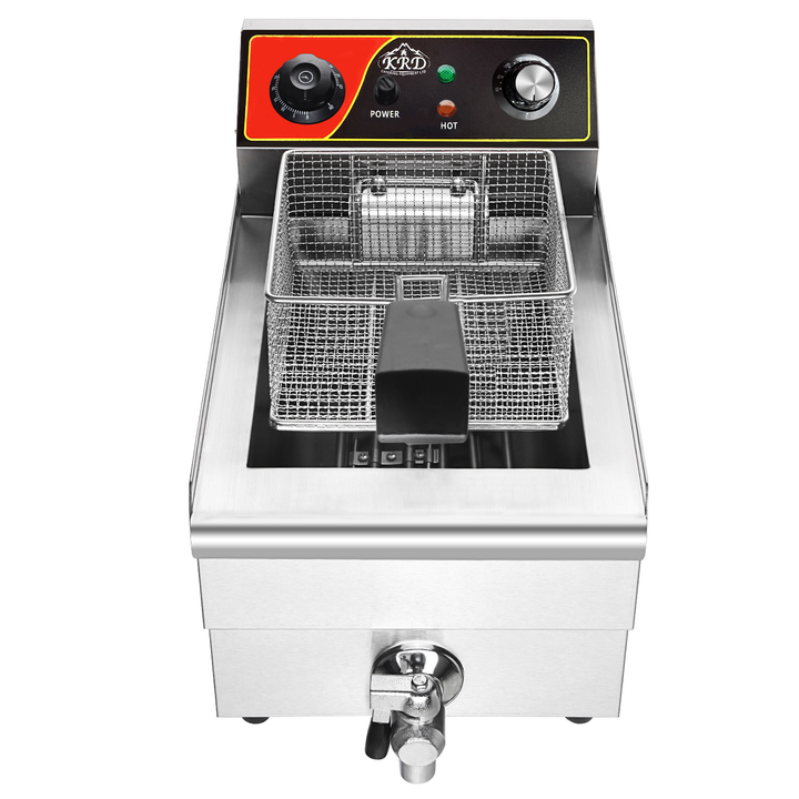 KRD Countertop Electric Single Tank Fryer With Drain Tap 13 Litres