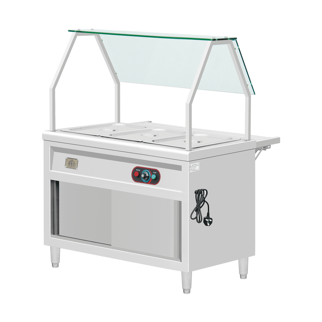 KRD Electric Bain Marie With Curved Glass Shelf and Back Tube Shelf KR-B02-3