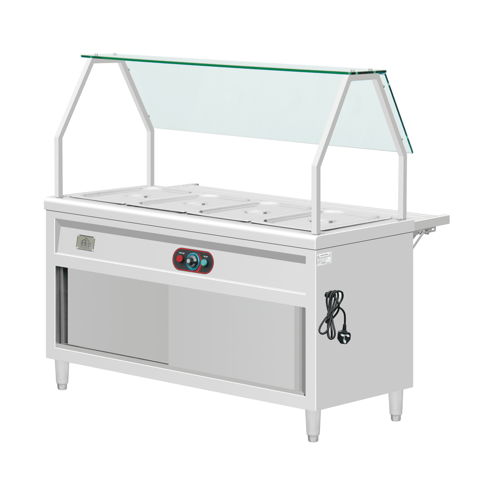 KRD Electric Bain Marie With Curved Glass Shelf and Back Tube Shelf KR-B02-4