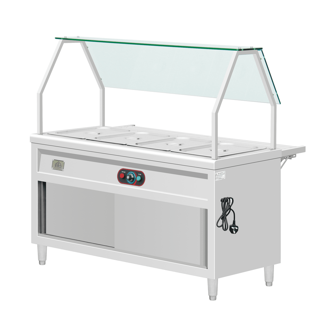 KRD Electric Bain Marie With Curved Glass Shelf and Back Tube Shelf KR-B02-4