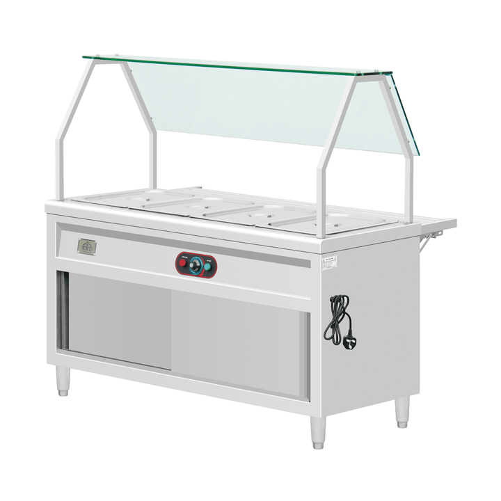 KRD Electric Bain Marie With Curved Glass Shelf and Back Tube Shelf KR-B02-4