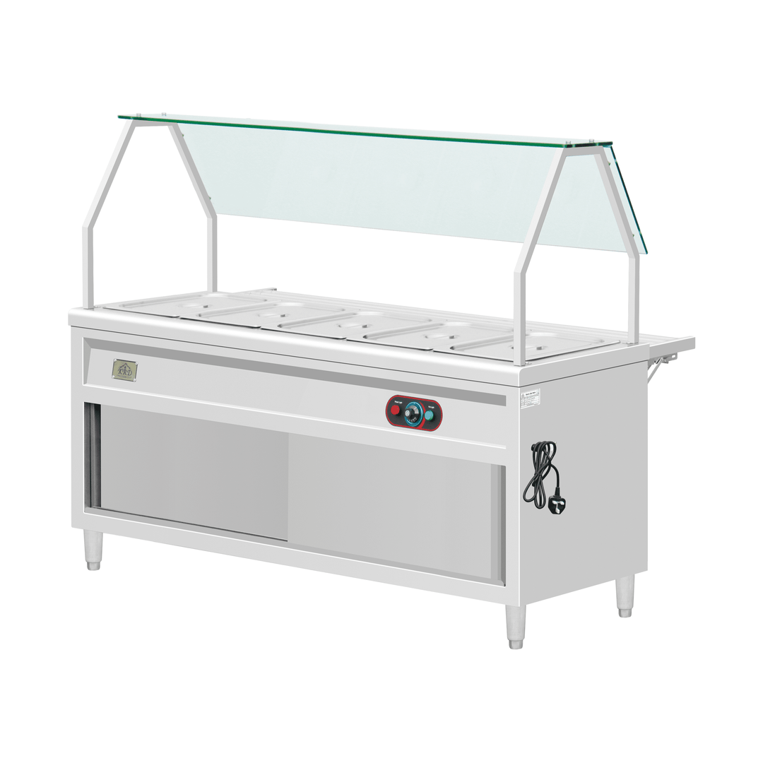 KRD Electric Bain Marie With Curved Glass Shelf and Back Tube Shelf KR-B02-5