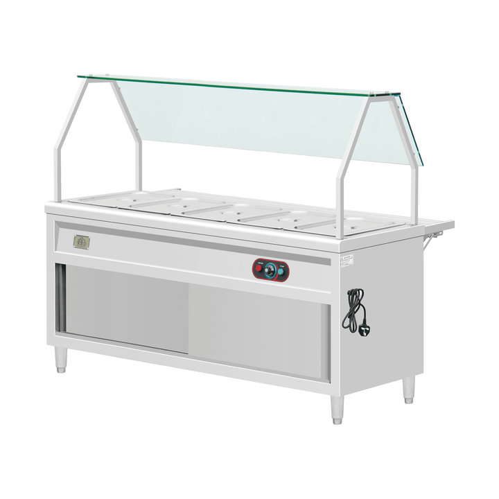 KRD Electric Bain Marie With Curved Glass Shelf and Back Tube Shelf KR-B02-5