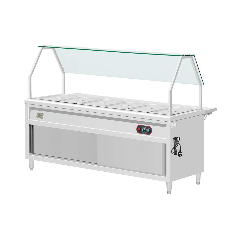 KRD Electric Bain Marie With Curved Glass Shelf and Back Tube Shelf KR-B02-6