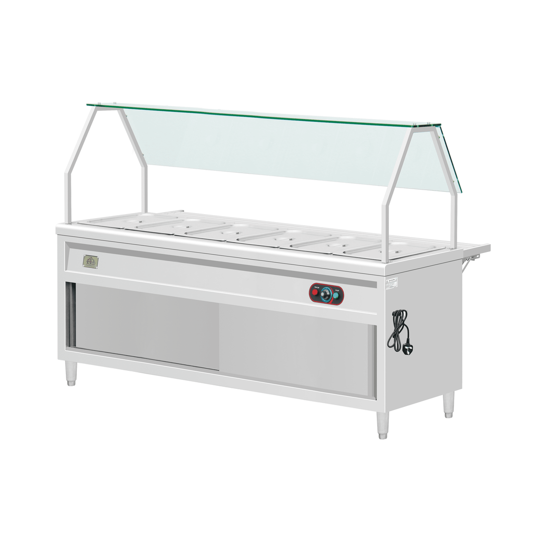 KRD Electric Bain Marie With Curved Glass Shelf and Back Tube Shelf KR-B02-6