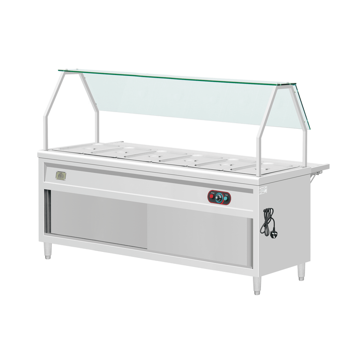 KRD Electric Bain Marie With Curved Glass Shelf and Back Tube Shelf KR-B02-6