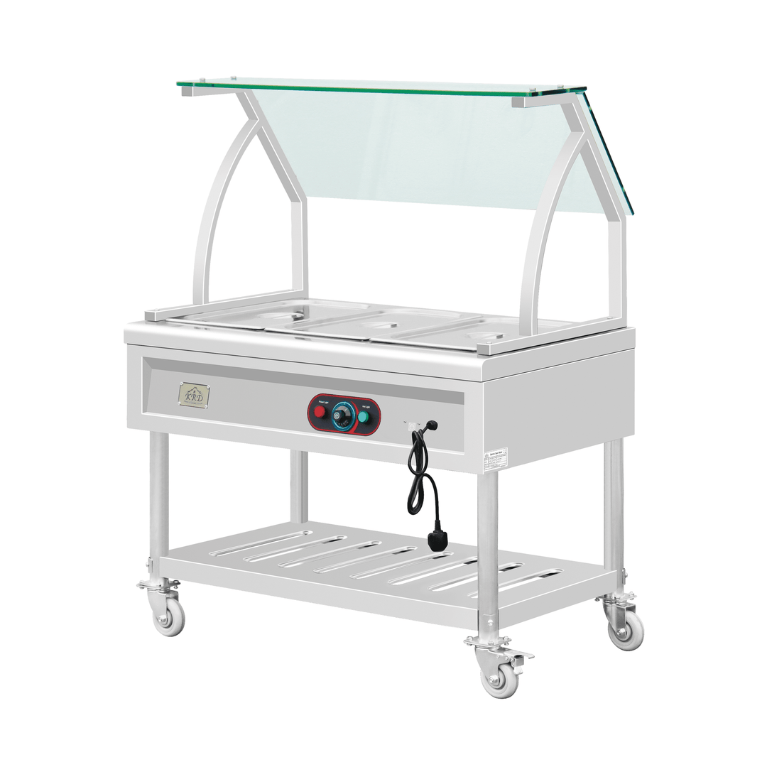 KRD Electric Bain Marie With Curved Glass Shelf KR-B04-3
