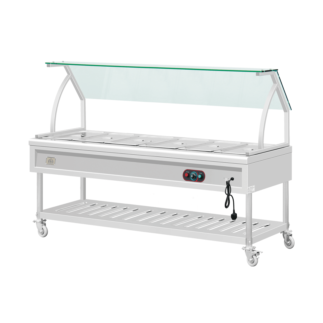 KRD Electric Bain Marie With Curved Glass Shelf KR-B04-6
