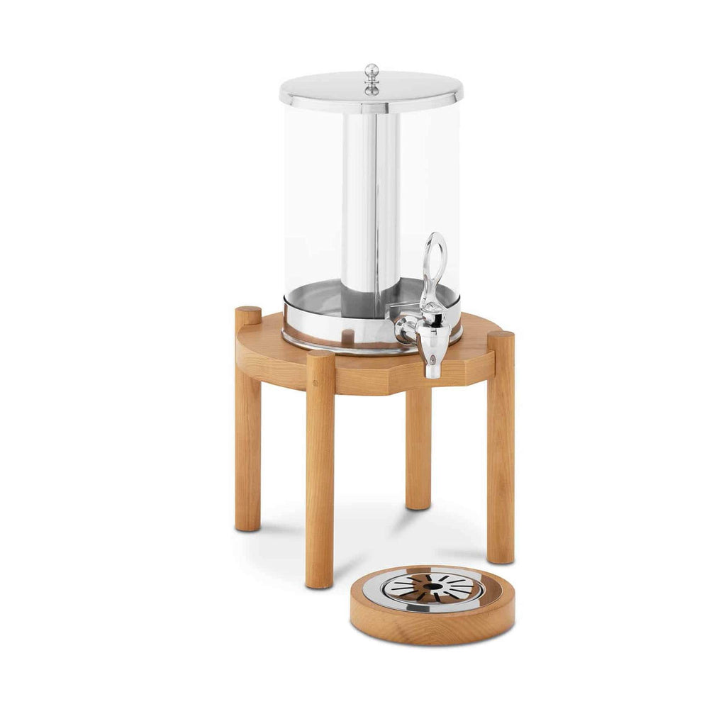 KRD Commercial Single Juice Dispenser 7 litres Walnut Wood DTJ011 showcasing its elegant design and stainless steel details.