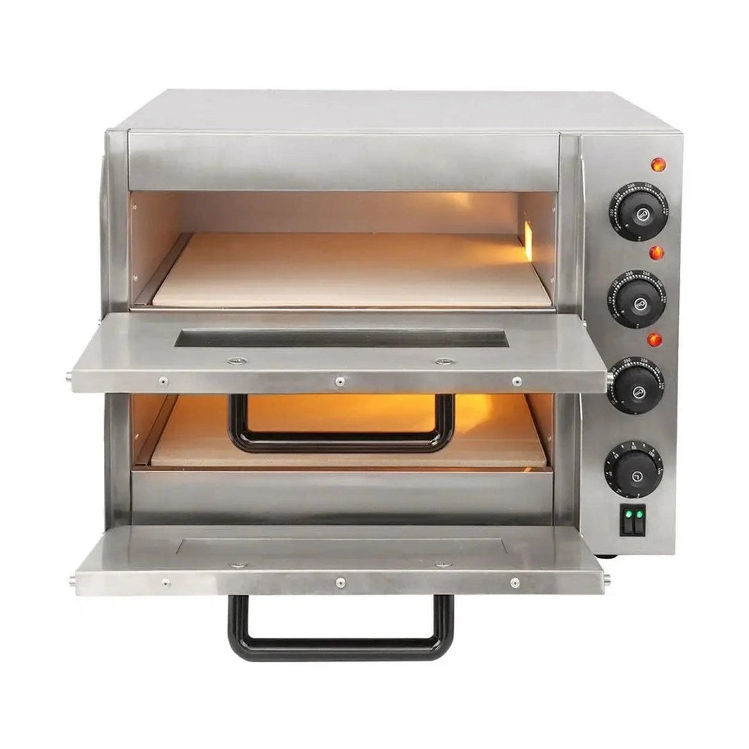KRD Commercial Twin Deck Electric Pizza Oven With Timer 8 x 10" or 2 x 20" Pizzas