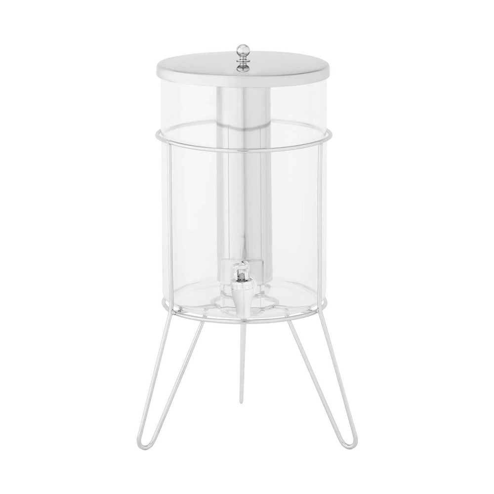 KRD Commercial Single Juice Dispenser 7 litres DTJ008, stainless steel and clear design for hotels and restaurants, 250mm width, 7L capacity.