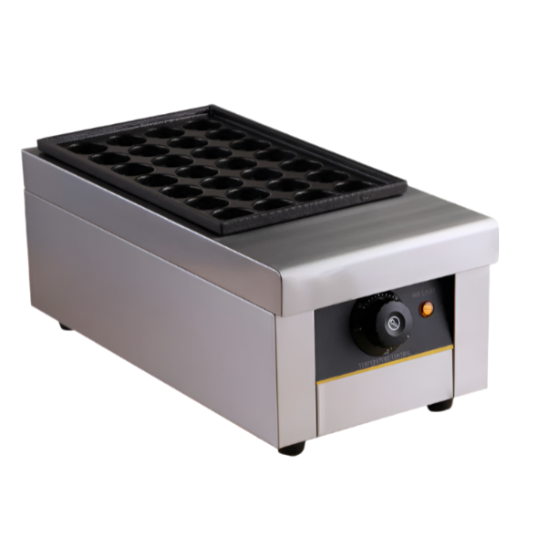 KRD Commercial Electric Fish Balls Grill 2kW, stainless steel, non-stick surface, for street food preparation.
