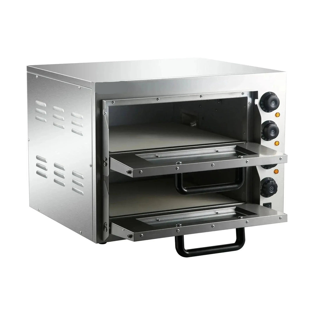 KRD Commercial Twin Deck Electric Pizza Oven With Timer 8 x 10" or 2 x 20" Pizzas
