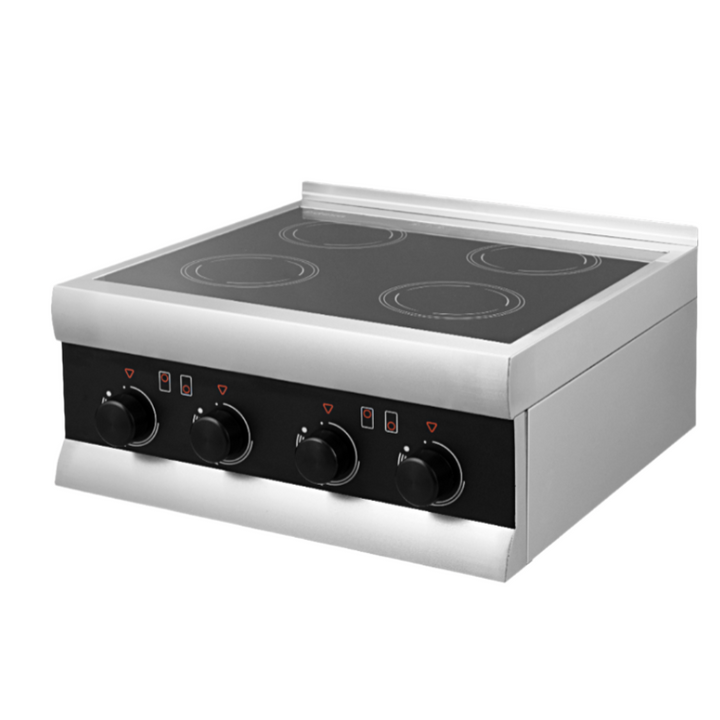 KRD Professional Induction Cooker Countertop 14kW AMCDT401 stainless steel 4-burner commercial kitchen hob.