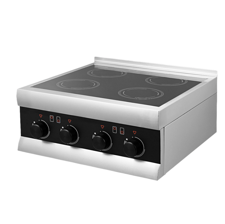 KRD Professional Induction Cooker Countertop 14kW AMCDT401 stainless steel 4-burner commercial kitchen hob.