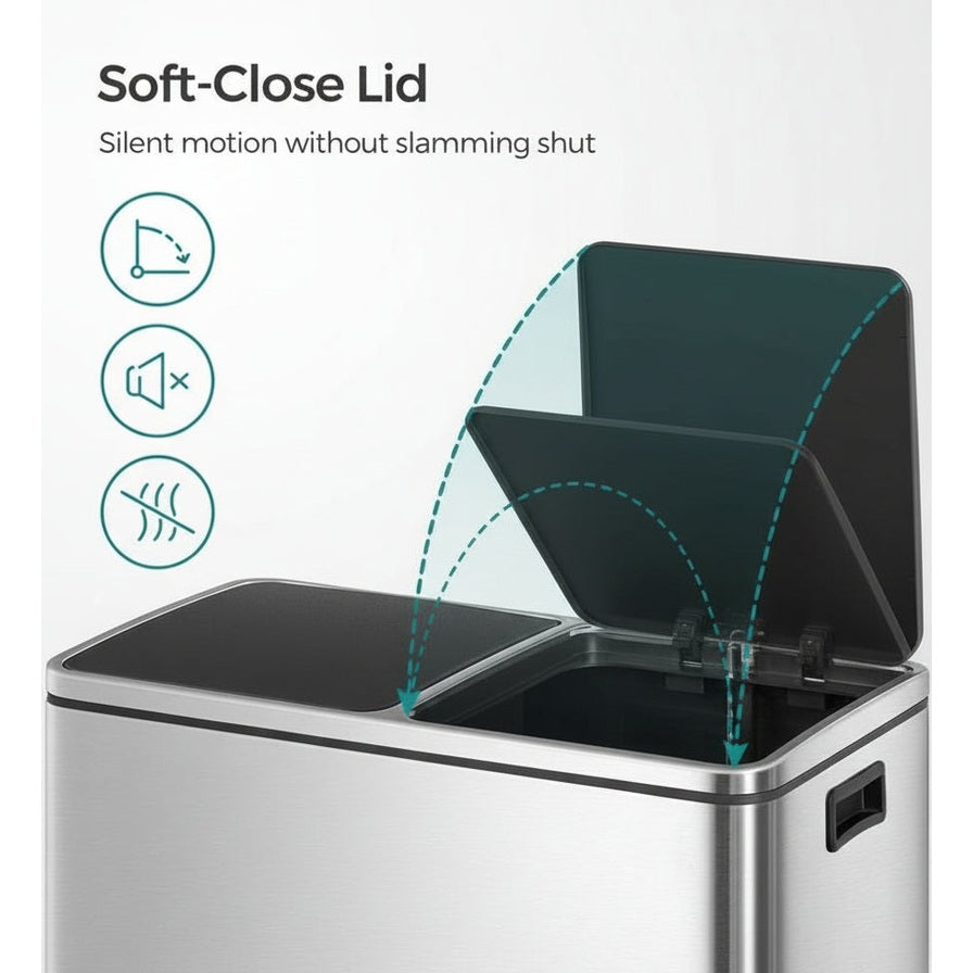 KRD Dual 2 x 30 L Stainless Steel Step Trash Can Pedal-Operated Lid