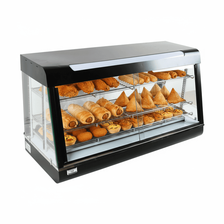 KRD Commercial Heated showcase food warmer 120cm 3 shelves KR603