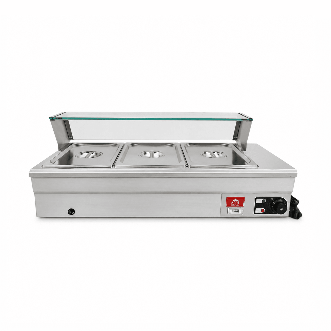 KRD Countertop Glass Display Bain Marie 3 x GN1/2 910mm BM3