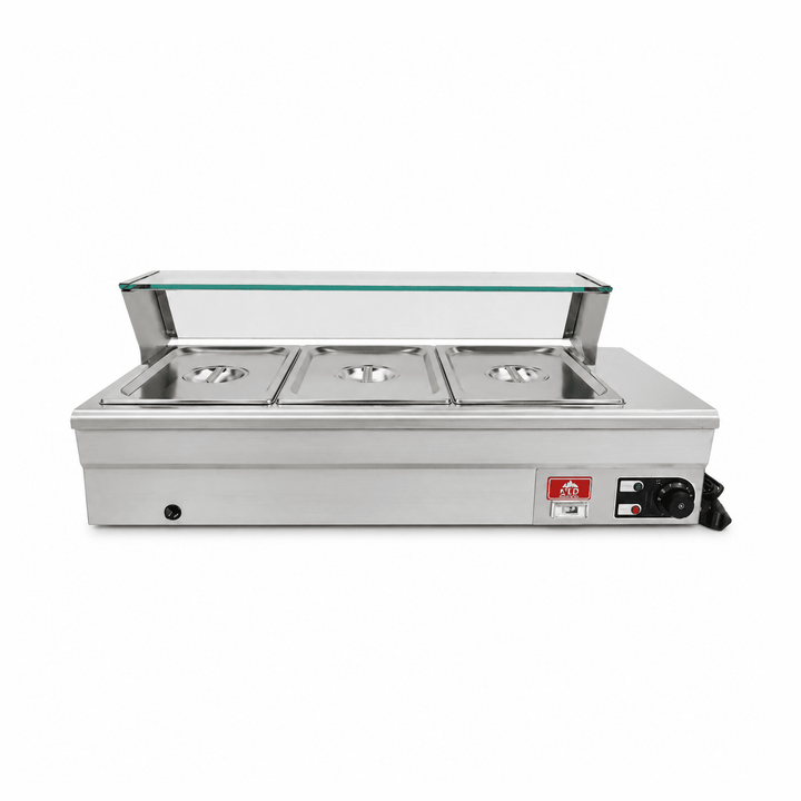 KRD Countertop Glass Display Bain Marie 3 x GN1/2 910mm BM3