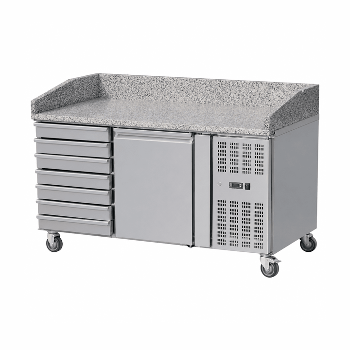 KRD Pizza Prep Counter Fridge 1 Door 7 Drawers Granite Top PZ1610TN