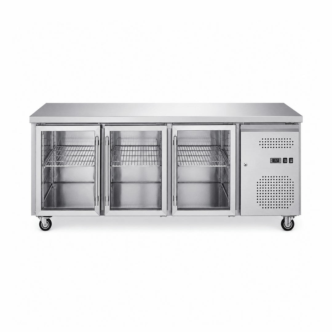 KRD Glass Door Counter Fridge 3 Door 417L 1795mm GN3100TNG