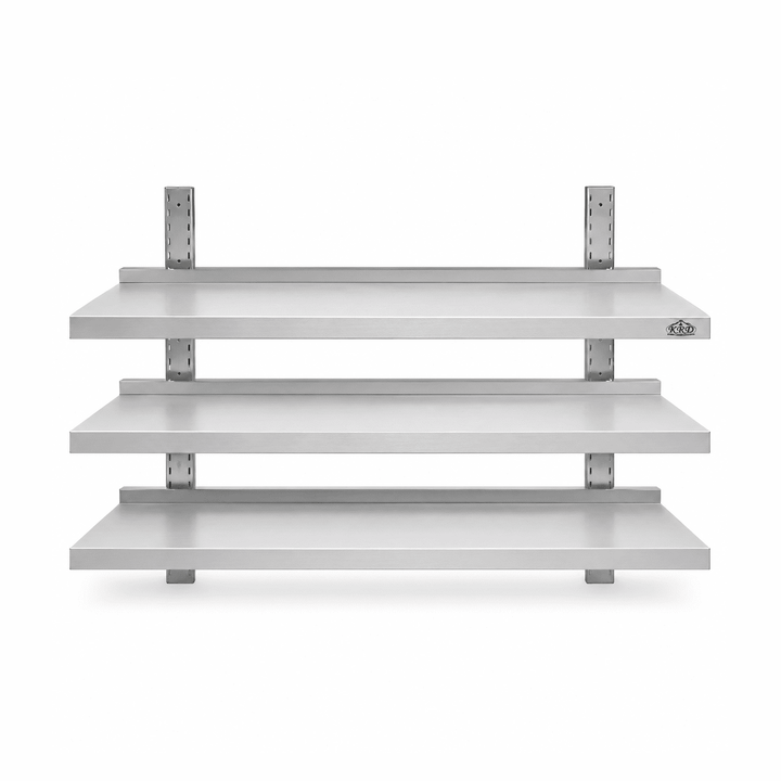 KRD Height Adjustable Wall Shelf 3 Tier 1200 x 400 x 1100mm Stainless Steel THWBS3R124