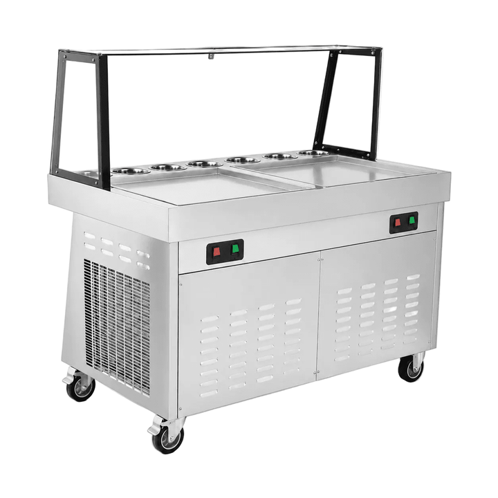KRD Fried Ice Cream Roll Machine 40-45L/h 2400W with Topping Pots KIC500F2
