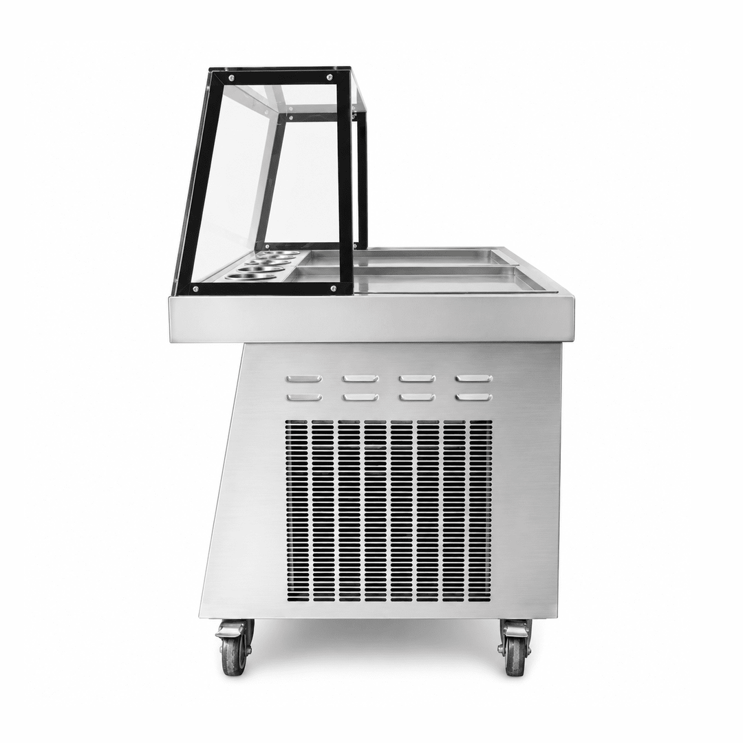 KRD Fried Ice Cream Roll Machine 40-45L/h 2400W with Topping Pots KIC500F2