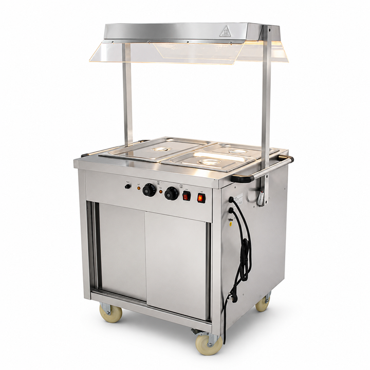 KRD Mobile Bain Marie Hot Cupboard 775mm Heated Sneeze Guard YH2W