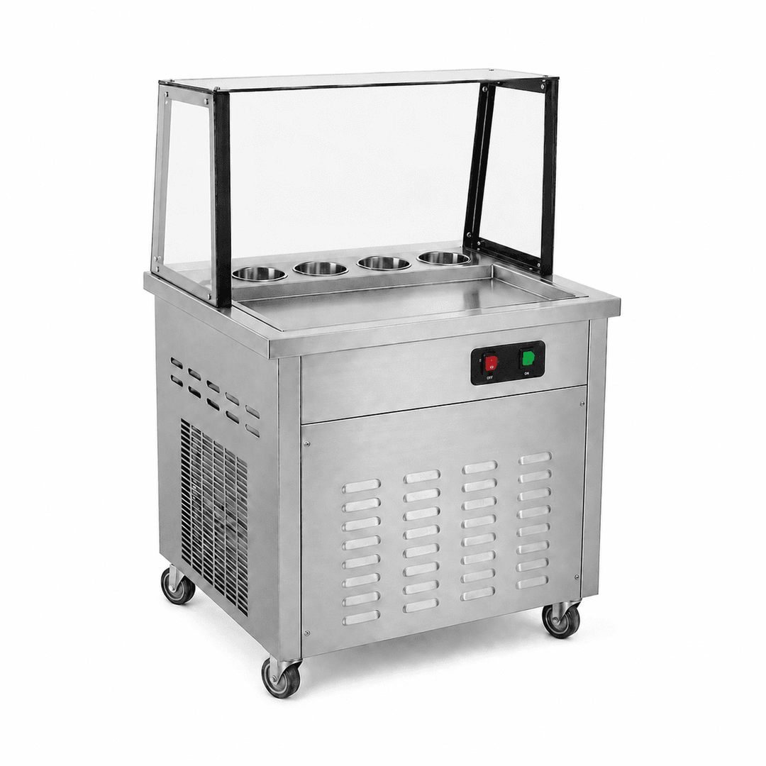 KRD Fried Ice Cream Roll Machine 20-25L/h 1200W with Topping Pots KIC500F1