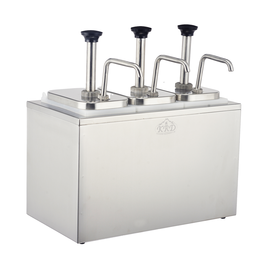 KRD Commercial Condiment Sauce Dispenser Stainless Steel 3x2 Litre for efficient storage in commercial kitchens.