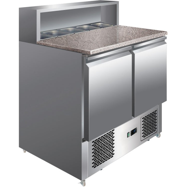 KRD Pizza Prep Table 2 doors Stainless steel Pizza top 5xGN1/6 Depth 700mm PS900