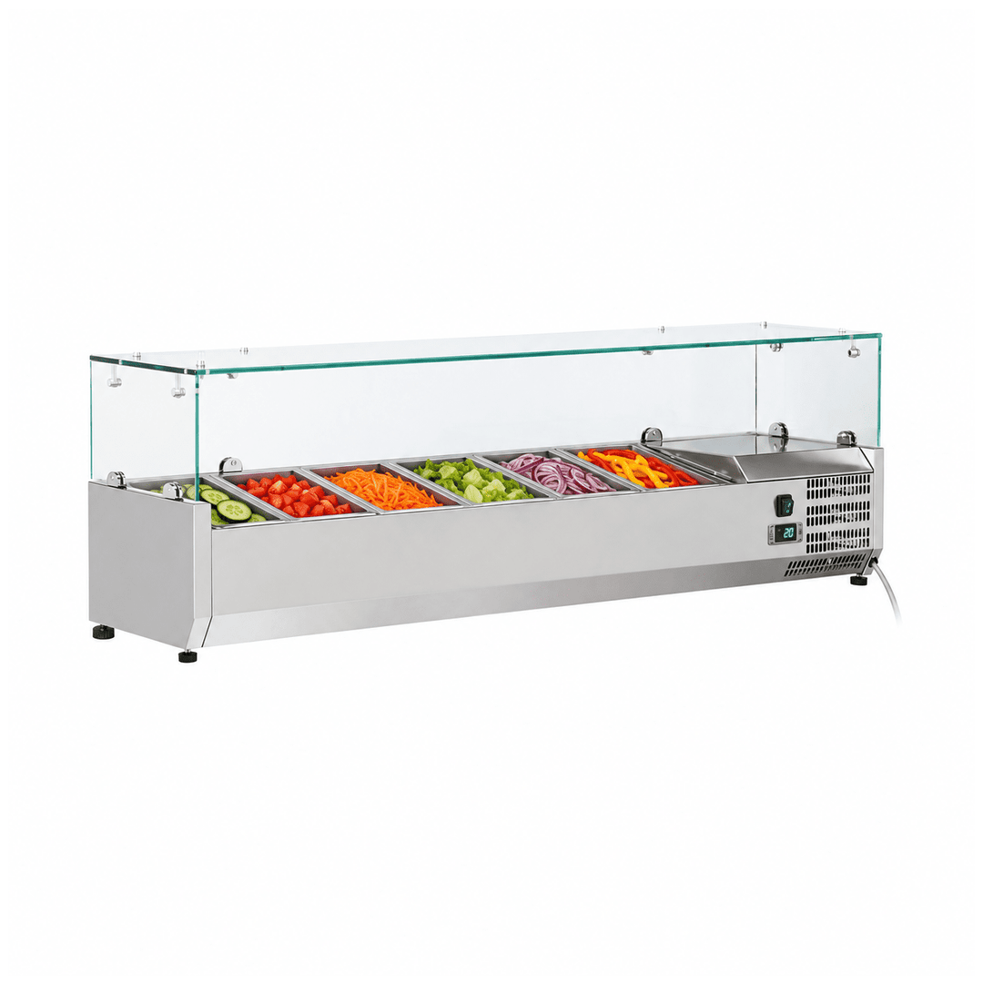 KRD Refrigerated Servery Prep Top 1400mm 6xGN1/4 Depth 330mm Salad bar VRX1400/330