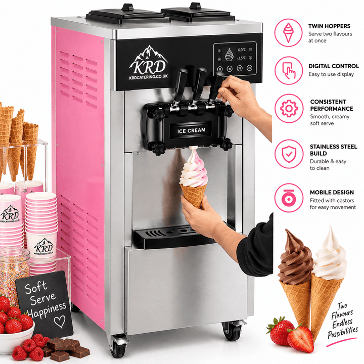 KRD Standing Three Flavour Soft Serve Ice Cream Machine 20-28L/H KIC826