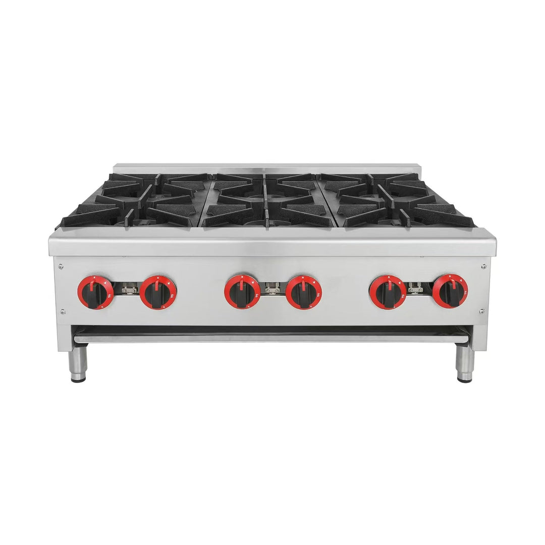 KRD Commercial Six-burner Professional Natural Gas Range Cooker NG with LPG jets 46.6kW KG-RB-6