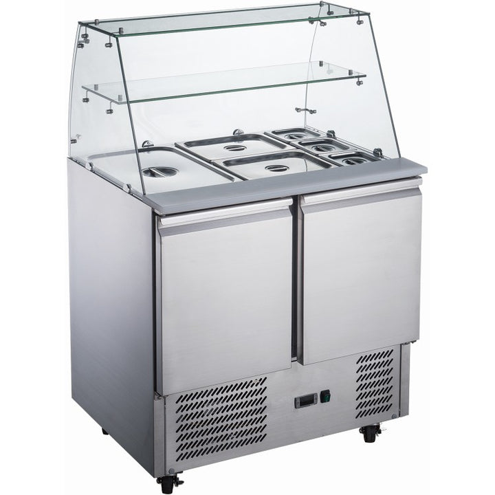 KRD Saladette with Glass Display 1 Shelf 2 doors 90cm SQ900