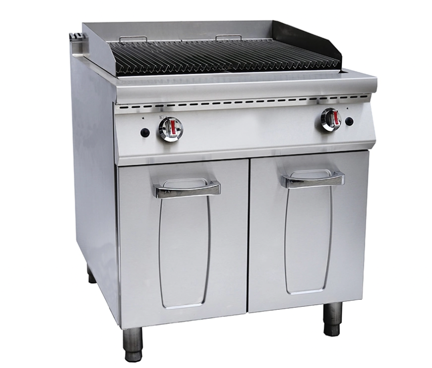 KRD Professional Gas Lava Rock Grill with Cabinet Base Double Door 11.7kw