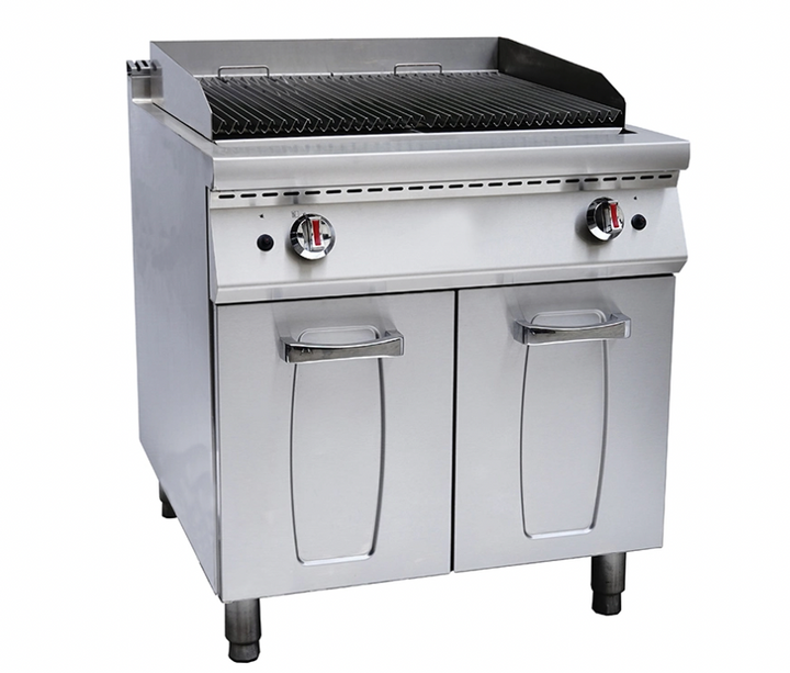 KRD Professional Gas Lava Rock Grill with Cabinet Base Double Door 11.7kw