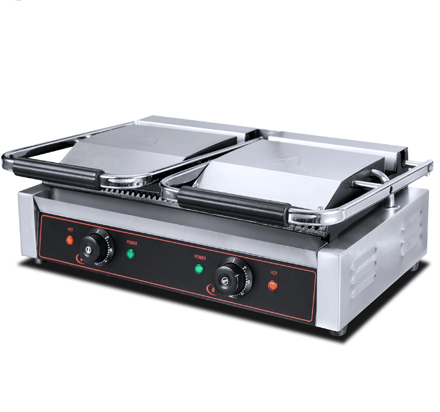 KRD Heavy Duty Twin Panini Contact grill Dual Zone 3.6kW Ribbed