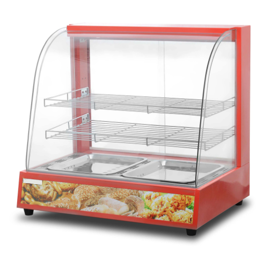 KRD Hot Food Display Warmer Cabinet 2 shelves Red 95cm