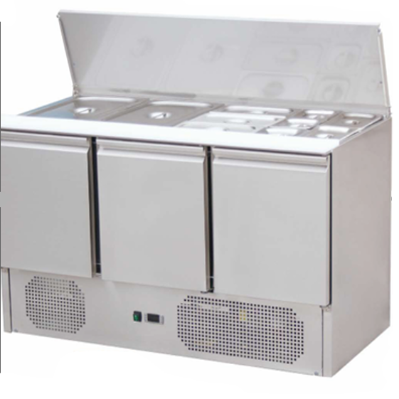 Refrigerated Prep Table 3 doors Sandwich Cutting Board Top 4xGN1/1 ECS903