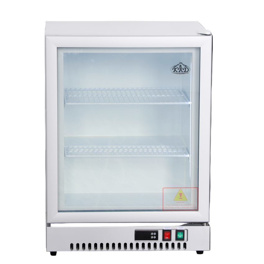 KRD Countertop Display Freezer Single Hinged Door White 55cm LD80 showcasing storage for bars and cafés with LED lighting.