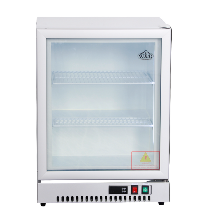 KRD Countertop Display Freezer Single Hinged Door White 55cm LD80 showcasing storage for bars and cafés with LED lighting.