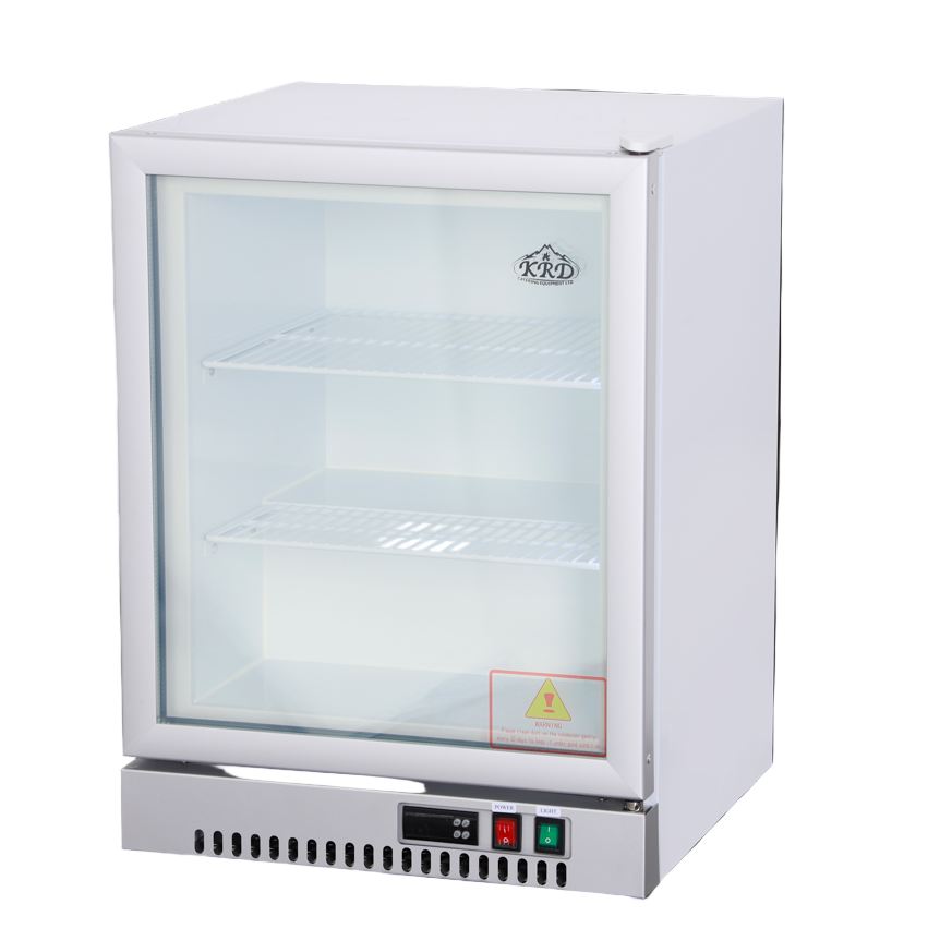 KRD Countertop Display Freezer Single Hinged Door White 55cm LD80, commercial freezer for bars and cafes, compact size.