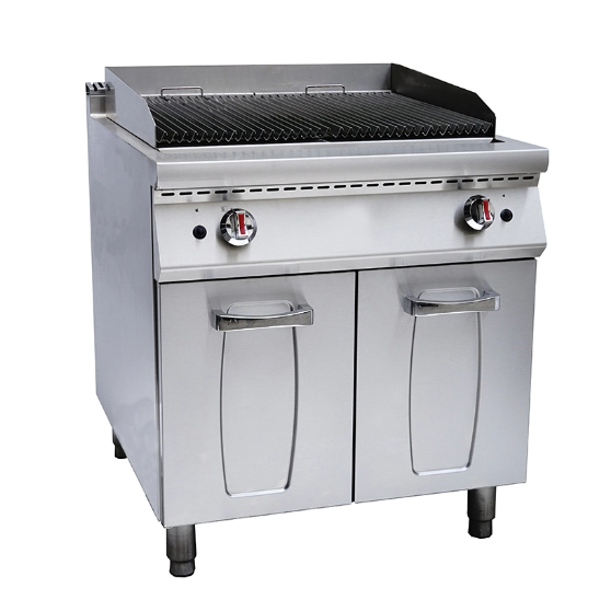 KRD Professional Lava Rock Gas Char Grill Infrared Broiler with Cabinet Double