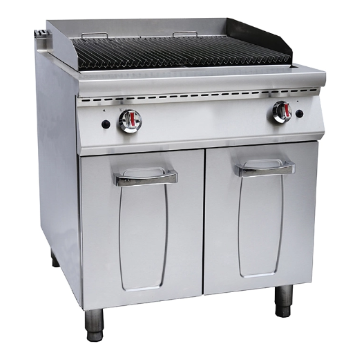 KRD Professional Lava Rock Gas Char Grill Infrared Broiler with Cabinet Double 11.7kw 700mm